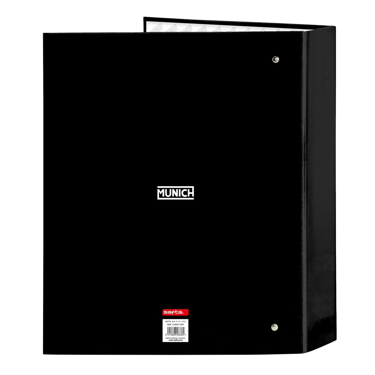 Pasta com argolas Munich Lagoon Preto A4 27 x 33 x 6 cm